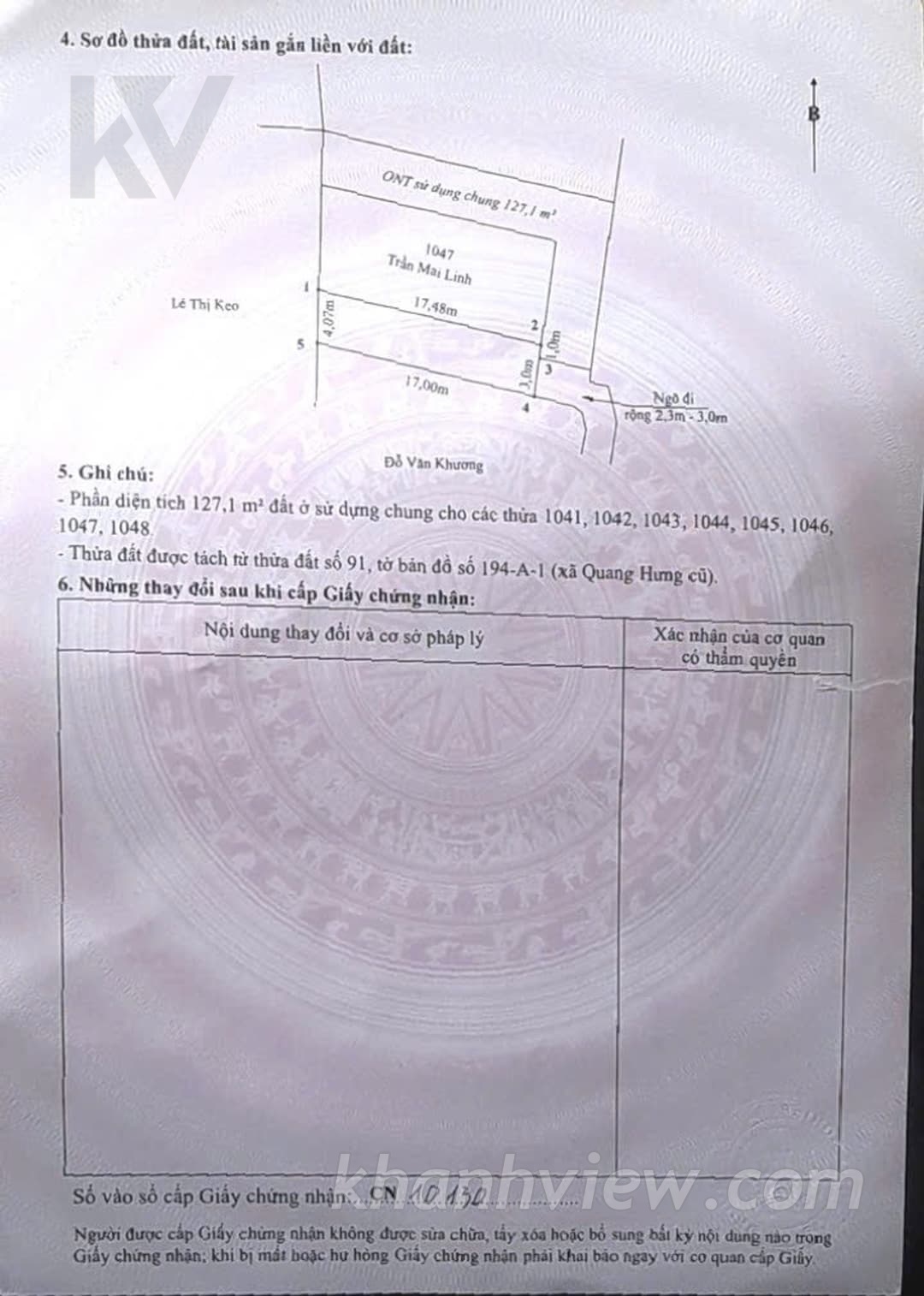 Thửa đất Quang Khải 13